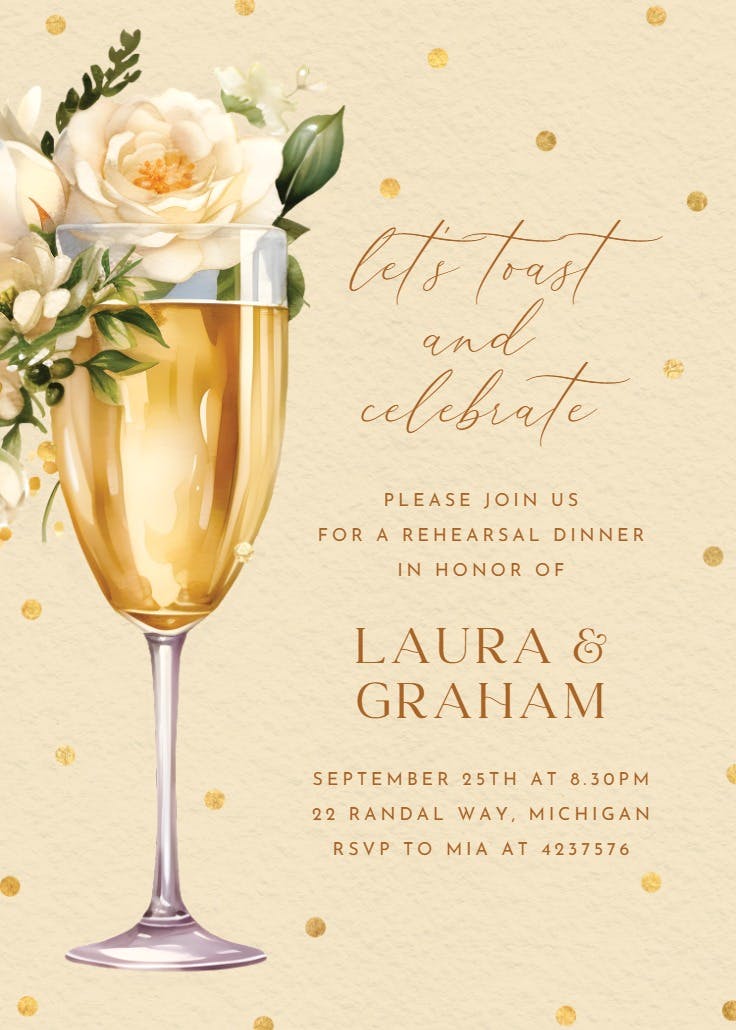 Watercolor toast - rehearsal dinner party invitation